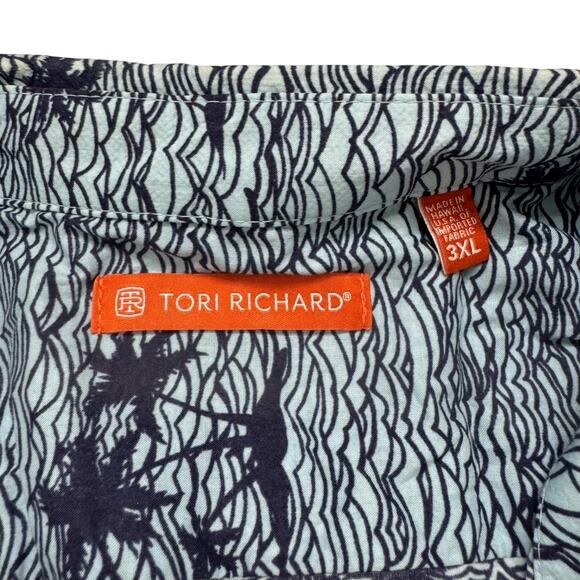 TORI RICHARD Blue Purple Waves 100% Cotton Lawn Button Up Shirt Size 3X Mens - Picture 3 of 6